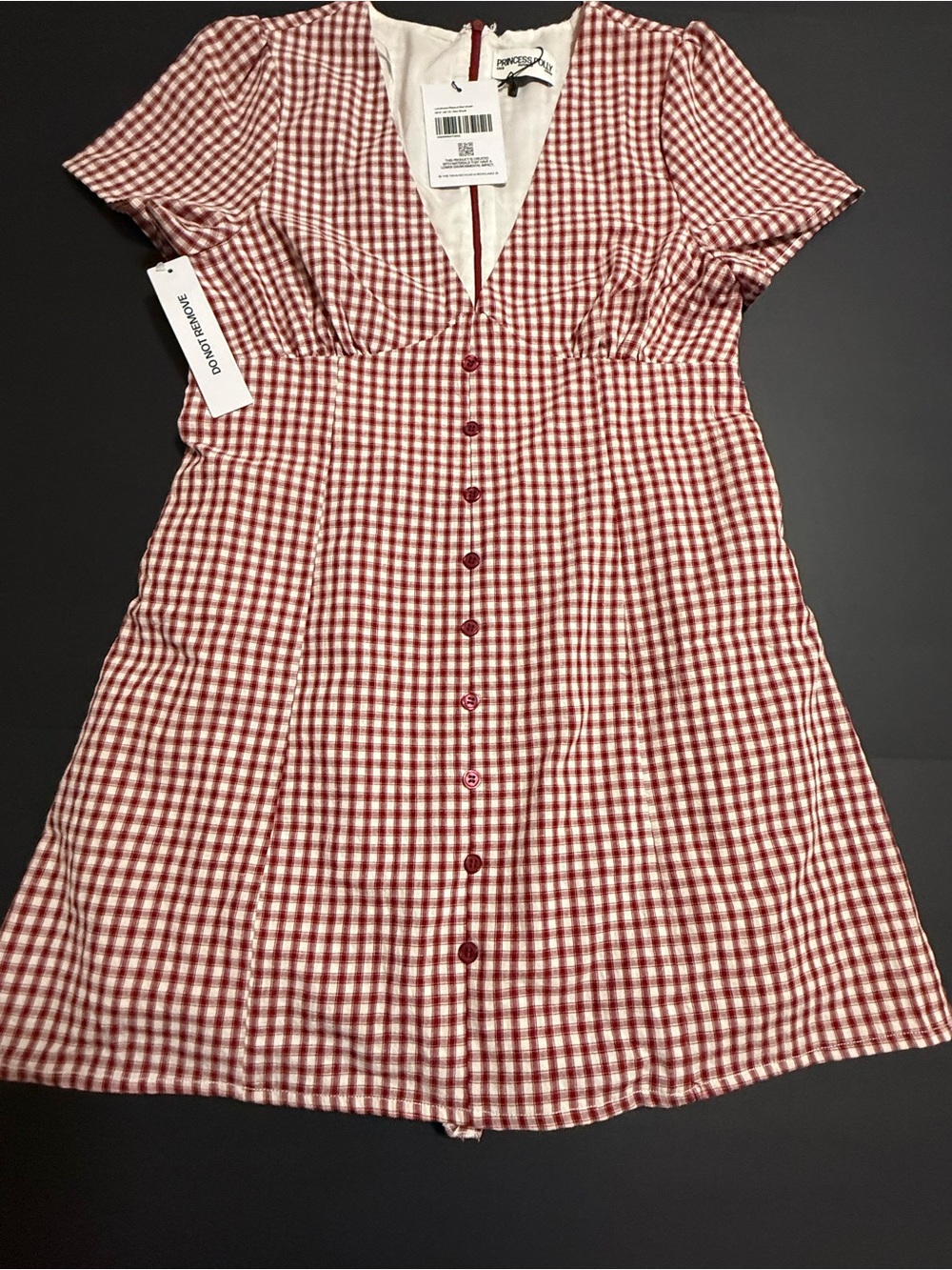 Princess Polly Red Gingham Button-Front Dress